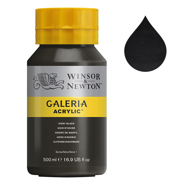 Winsor & Newton Galeria Akrylfärg 331 Ivory Black | 500 ml 2150331 410079 - 1