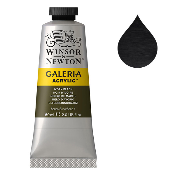 Winsor & Newton Galeria Akrylfärg 331 Ivory Black | 60 ml 2120331 410019 - 1