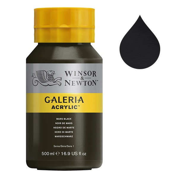 Winsor & Newton Galeria Akrylfärg 386 Mars Black | 500 ml 2150386 410082 - 1