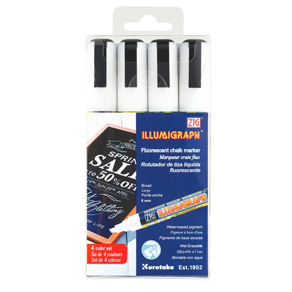Kritpenna 6mm | ZIG Illumigraph | vit | 4st SE001339 - 1