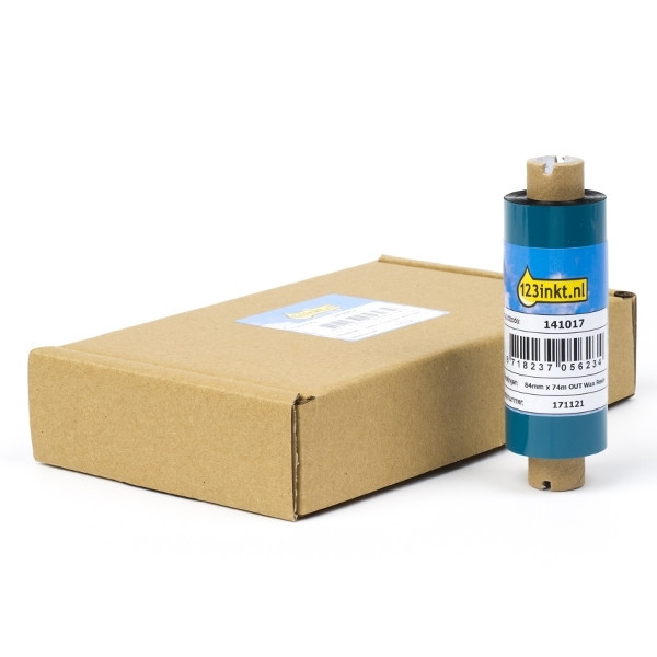 Zebra 3200 Färgband vax/resin | 03200GS08407 | 84mm x 74m (varumärket 123ink) 15 band 03200GS08407C 141528 - 1