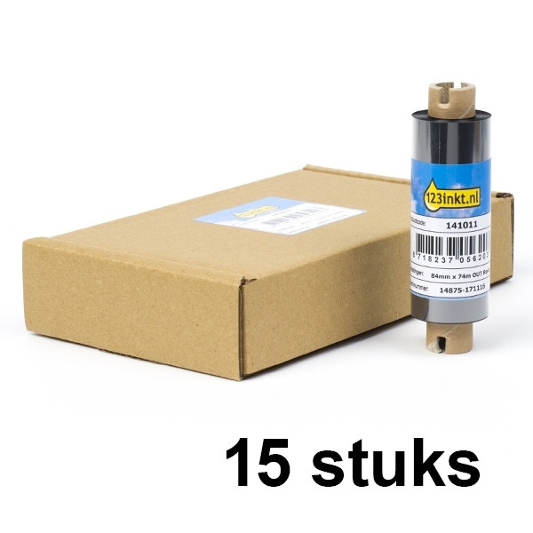 Zebra 5095 Färgband resin | 05095GS08407 | 84mm x 74m (varumärket 123ink) 15 band 05095GS08407C 141525 - 1