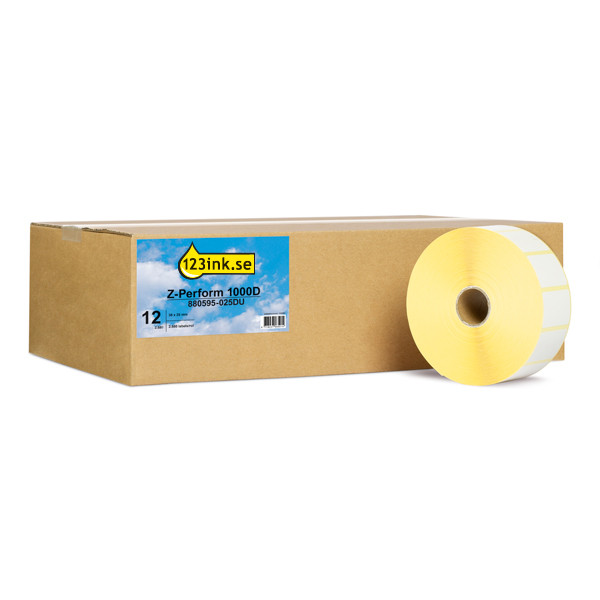 Zebra Z-Perform 1000D | 880595-025DU | 38x25mm (varumärket 123ink) 12st [5kg] 880595-025DUC 140001 - 1