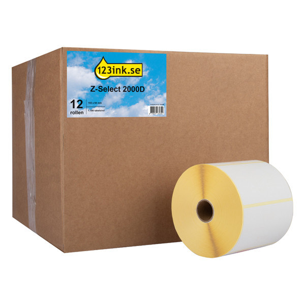 Zebra Z-Select 2000D | 800264-255 | 102x64mm (varumärket 123ink) 12st [13,5kg] 800264-255C 140105 - 1