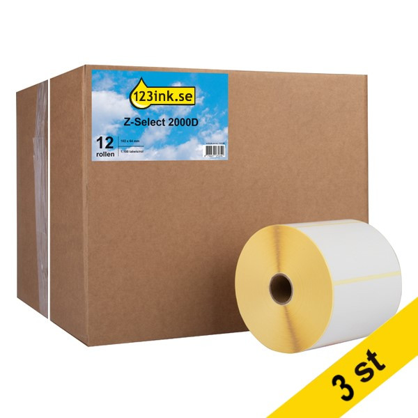 Zebra Z-Select 2000D | 800264-255 | 102x64mm (varumärket 123ink) 36st [40kg] 800264-255C 650732 - 1