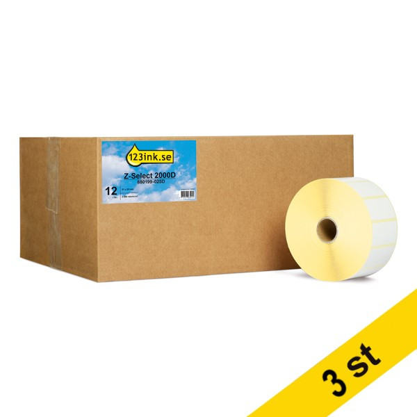 Zebra Z-Select 2000D | 880199-025D | 51x25mm (varumärket 123ink) 36st [21kg] 880199-025DC 650717 - 1