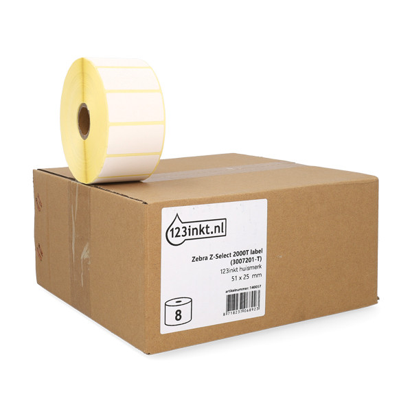 Zebra Z-Select 2000T | 3007201-T | 51x25mm (varumärket 123ink) 8st 140057 - 1