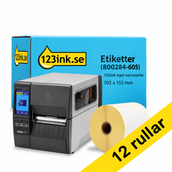 Zebra ZT231 industriell etikettskrivare | Bluetooth, Ethernet, USB | 203dpi + 12 etikettrullar 653774 - 1
