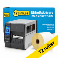 Zebra ZT231 industriell etikettskrivare | thermal transfer | Bluetooth, Ethernet, USB | 203dpi  + 12 etikettrullar 653772