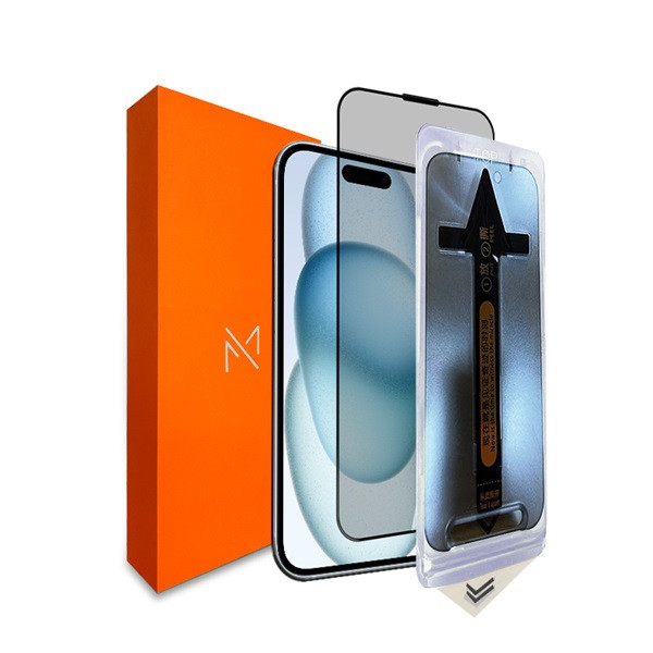 iPhone 15 plus | heltäckande PRIVACY skärmskydd med monteringsram 500859 - 1