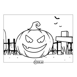 Ritbild Halloween pumpa framfor staket
